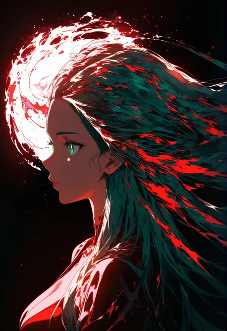 professional 3d model masterpiece,high score,great score,absurdres, a close up of a red fire with a black background and a black background with a red and black background [21], <lora:R0k00Bl0ckB0ckgr00ndHD:1> (R0k00Bl0ckB0ckgr00ndHD, black background, generative art, a raytraced image, Alfred Manessier, dark background), soap bubbles [2], tent [1] ., Maroon symbolism,Crimson,, (Height, Approximately 5 feet 8 inches (173 cm), giving her a statuesque and commanding presence:1), (Build, Slim and curvaceous, with an hourglass figure that emphasizes her sensuality and grace. Her physique is both athletic and feminine, reflecting her agility and strength:1), (Hair, Long, vibrant green hair that cascades down her back in soft waves. The unusual color enhances her supernatural and otherworldly aura:1), (Eyes, Large, emerald green or blue-green eyes that are expressive and captivating. Her gaze is alluring, playful, and mysterious, often reflecting her mischievous nature:1), (Skin, Pale, flawless, and glowing, giving her an ethereal and unearthly beauty. Her skin tone contrasts strikingly with her bold costume and vibrant hair:1),, Salvador Dali,Pixiv, . octane render, highly detailed, volumetric, dramatic lighting