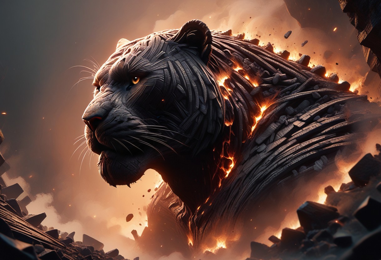 score_9_up, score_8_up, score_7_up, score_6_up, anthracite, coal, glowing, panther, animal, no humans, from side,