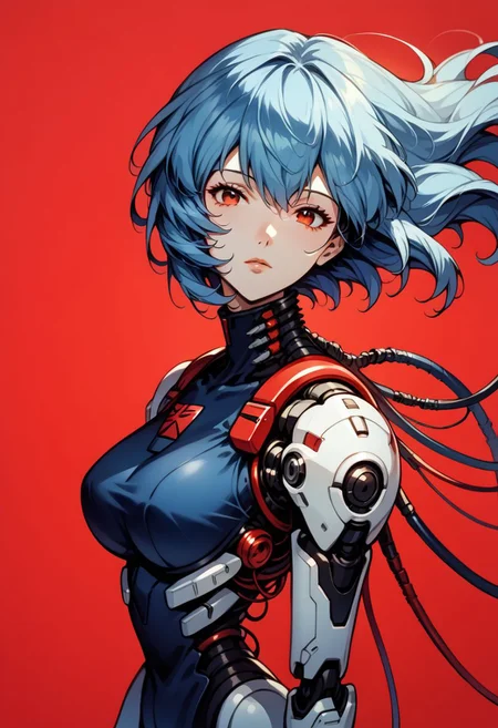 (1girl:1.2), solo, looking at viewer, from above, rei ayanami, ayanami rei, (mature:1.4), blue hair, short hair, red eyes, , (from side:0.5). floating hair, expressionless, red background, science fiction, android, cable, mechanical arms, cyborg, robot joints, mechanical parts, tube, spine,
<lora:BioPunky:0.8>