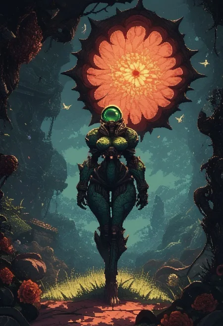 score_9, score_8, score_7, solo, doom girl, 1girl, d3p1x3l, pixel art,