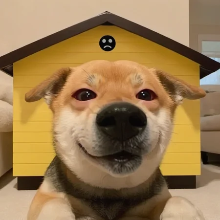 Funny emoticons, dog, house, <lora:mmm01:0.7>