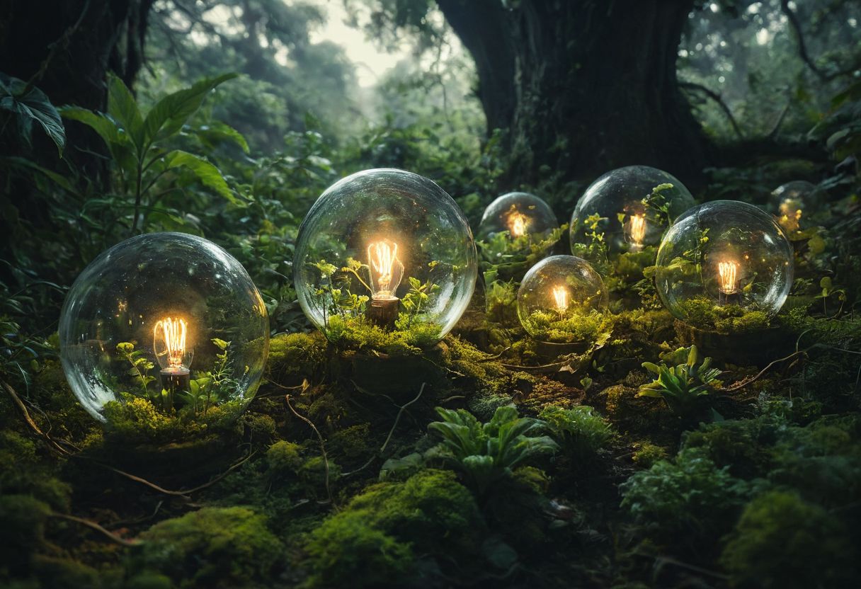 A desolate planet landscape with breathtaking botanical garden bulbs made of delicate glass scattered throughout. glowing plants inside bulbs,The lush greenery inside the bulbs provides a stark contrast to the barren surroundings, creating a mesmerizing sight. This detailed and evocative image, whether a painting or a photograph, transports viewers to a world where beauty thrives in unexpected places. The vibrant, verdant hues and intricate details of the glass bulbs captivate the eye, showcasing the artist's impeccable skill and imagination.<lora:add-detail-xl:0.95> <lora:dvr-lnds-sdxl:0.3> dvr-lnds-sdxl <lora:MJ52:0.25> <lora:ral-apoctvisn-sdxl:0.3> ral-apoctvisn <lora:zavy-cntrst-sdxl:0.35> dark, chiaroscuro, low-key <lora:zavy-rmlght-sdxl:0.41> zavy-rmlght <lora:SDXLFaeTastic2400:0.225>