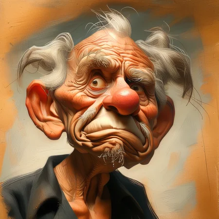 caricart face of an old artist<lora:caricart:1>