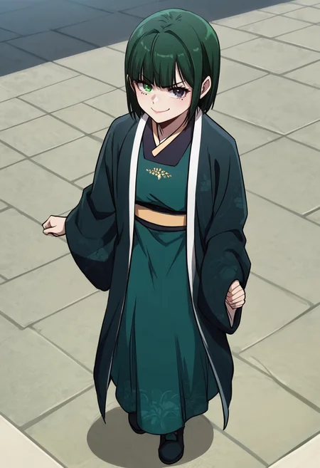 score_9, score_8_up, score_7_up, source_anime,anime screencap, anime coloring,intricate details,rating_safe, masterpiece, best quality,
(best quality, absurd res, ultra detailed),1girl, ((solo)), good eyes,perfect eyes,,detailed eyes, zPDXLxxx , zPDXL3,detailed, detailed face, <lora:add-detail-xl:3>,
BREAK
<lora:Tang-Soyeol:0.8>, soyeol, green hair, short hair, bangs, heterochromia, mole under eye, Japanese clothes,
standing,(full body),smug,
