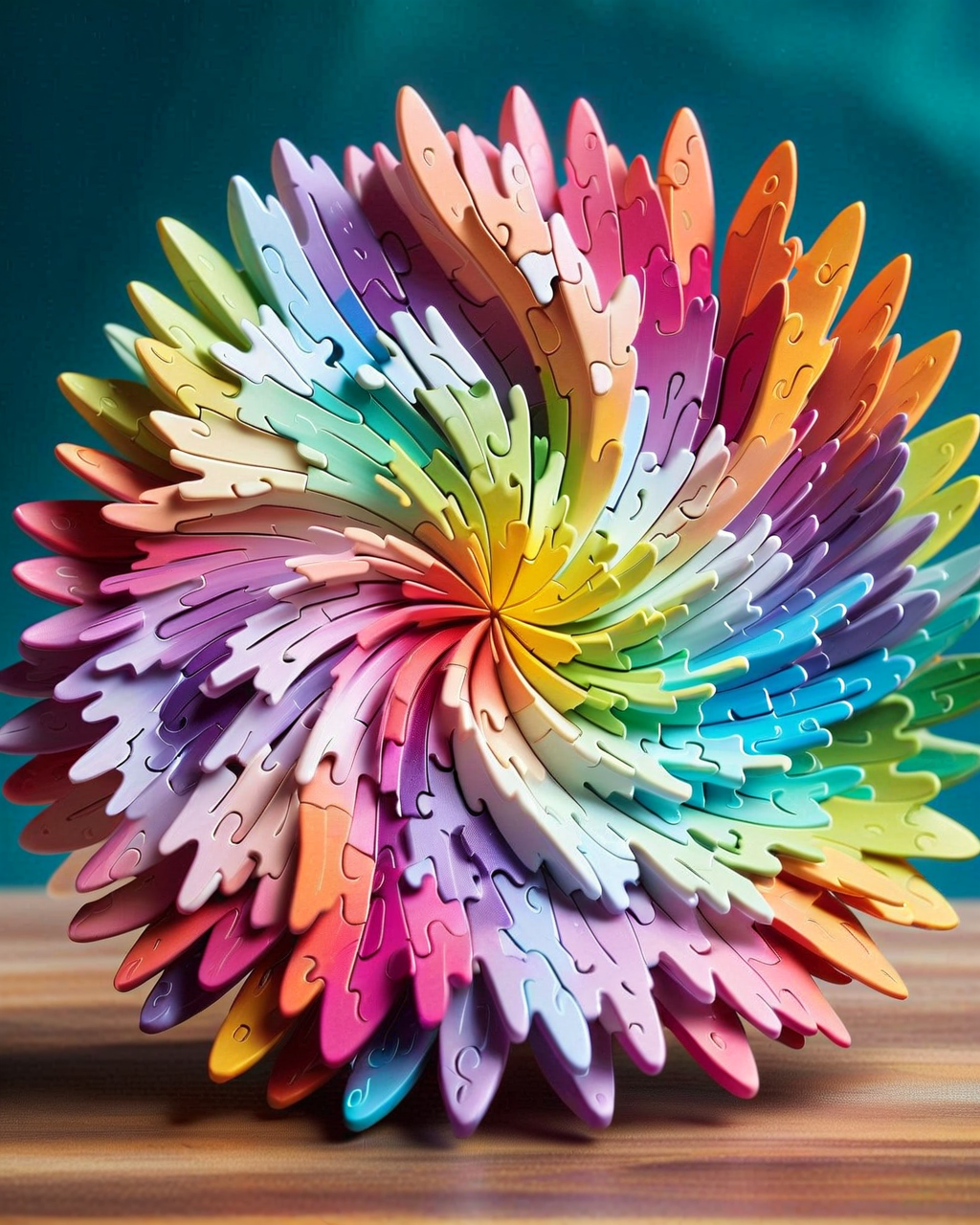 puzzle_morph_rks, puzzle 3d, a 3d toy a big galaxy sprial made puzzle, on a toy bush