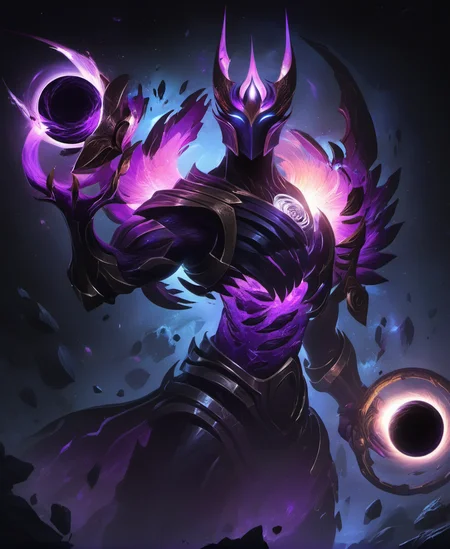 csmicvoid style,absolutely Epic embodiement of dark emperor,glowing armor,holdng a dissolving weapon,cinematic,trending,awardwinning,32k,(in the style of aleksi briclot,russ mills,ryan hewett),combat mode,ornamnts,glowing eyes,dark,atmospheric,abstract, <lora:cosmicvoidxl-000004:0.9>