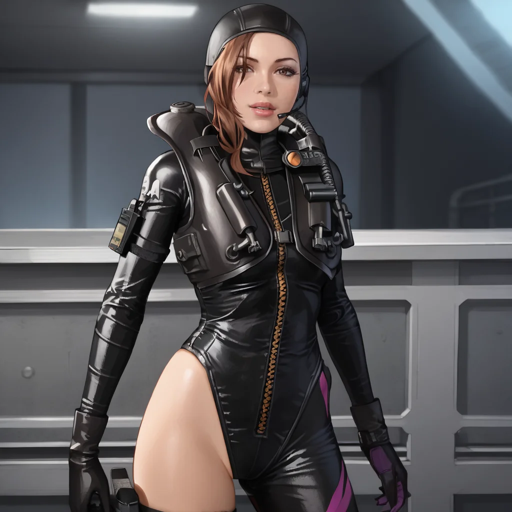 <lora:jessicaresidentevilrevelations_pony_v1:1>  JessicaSwimsuit, 1girl, brown hair, gloves, leotard, bodysuit