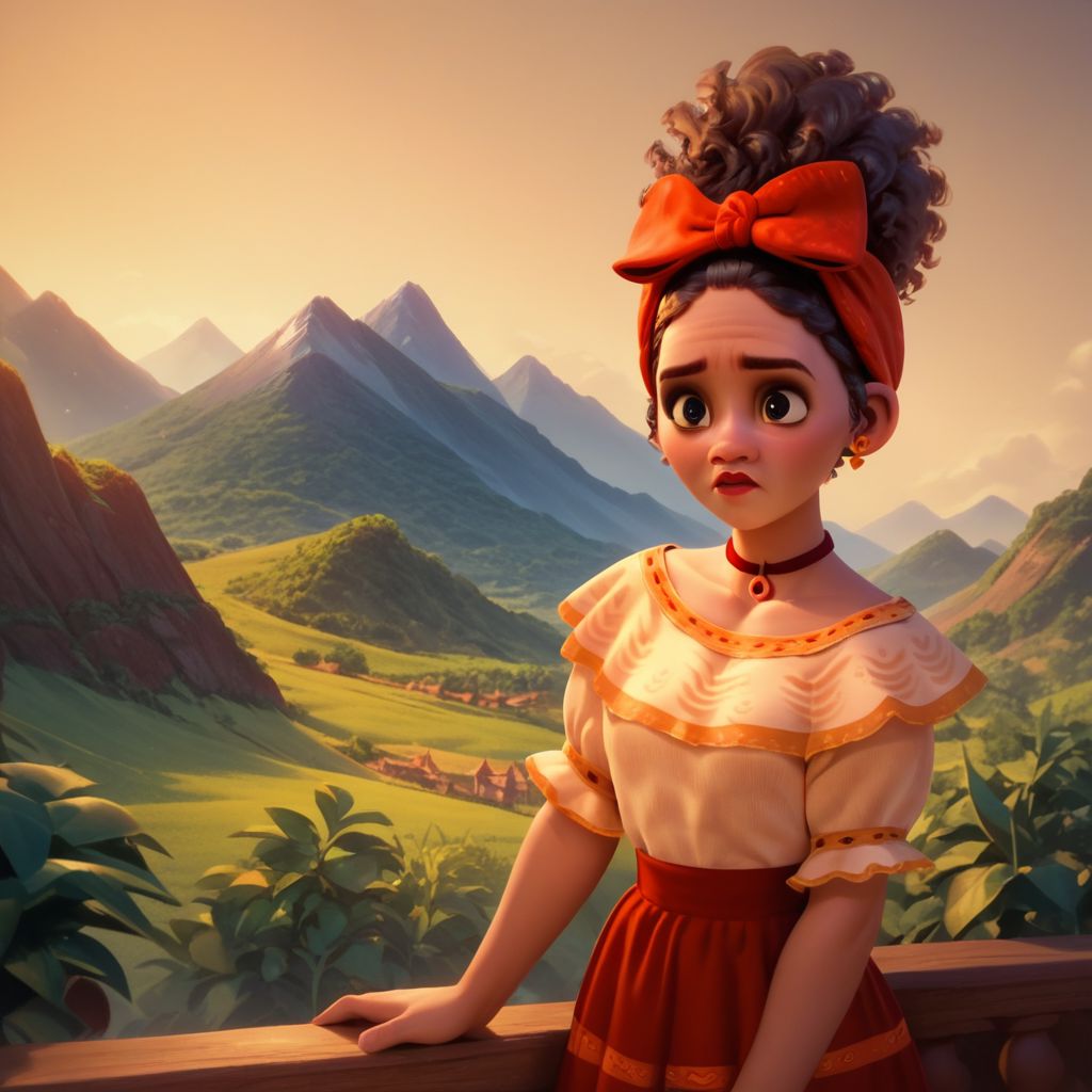 score_9, score_8_up, score_7_up, score_6_up, score_5_up, score_4_up, 1girl, Dolores, head tilted, mountain background