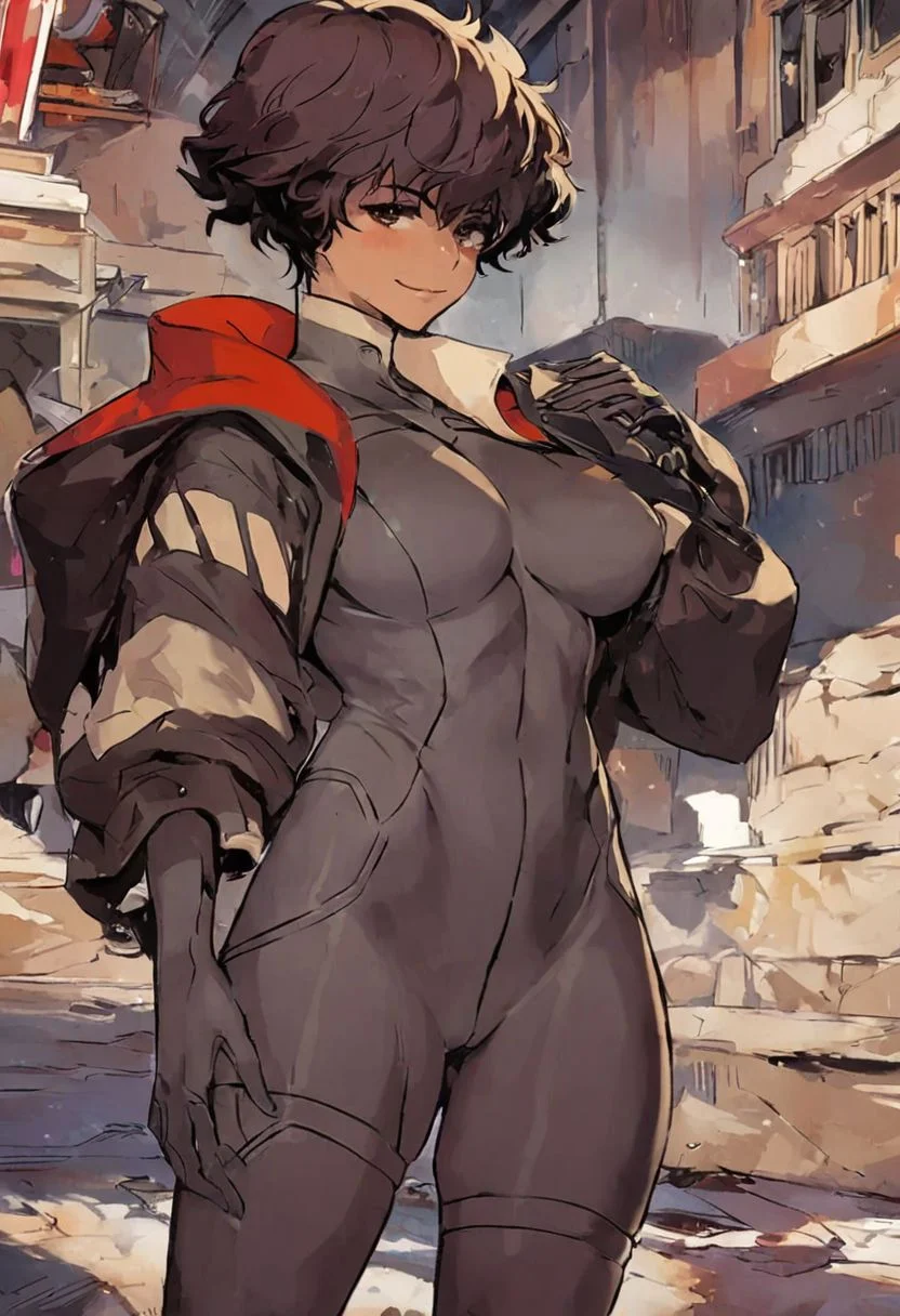 score_9, score_8_up, score_7_up, score_6_up, score_5_up, score_4_up, <lora:RWSara01:1>, RWSara01, jacket, bodysuit, smile, score_9, score_8_up, score_7_up, score_6_up, score_5_up, score_4_up, rating_questionable, , source_anime, digital illustration, pixiv, fanbox, uncensored, , BREAK, official art, 1girl, solo, Seductive Eyes, skinbodysuit, bodysuit, outdoors, blush, cowboy shot, looking at viewer, <lora:skinbodysuit e3-000009:0.75>, ng_deepnegative_v1_75t, easynegative, OverallDetail