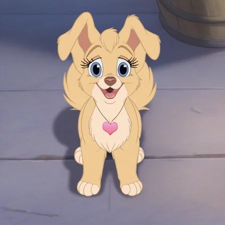 angellat, dog, light yellow fur, body fur, blue eyes, female, (((looking at viewer))), ((((((front-view)))))), smug, (((eyelashes))), (((girly))), (((flirty))), slightly open mouth, (((no neckwear except pink heart necklace))), solo, happy, smiling, feral, quadruped, ((((((full-body view)))))), (((sitting in place))), friendly, four paws, (((mostly open eyes))), (((open mouth))), cute, sweet, solo, large expressive eyes, detailed fur