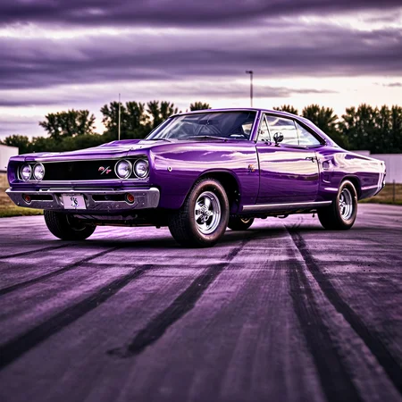 high-resolution 8k realistic photograph of a purple 68DodgeXL <lora:68DodgeXL:1>