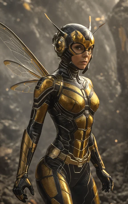 "Wasp" from Marvel Comics Avengers,wasp-wings,otherworldly background,intricate details,highly detailed photograph,8K,extreme photography,masterpiece,trending,pulls the viewer in,expert use of shading gives a 3d effect,(photorealistic:1.6),film grain,photographed on a Sony A7R IV,18mm F/1.7 cine lens,(highly detailed, intricately detailed),8k,HDR,