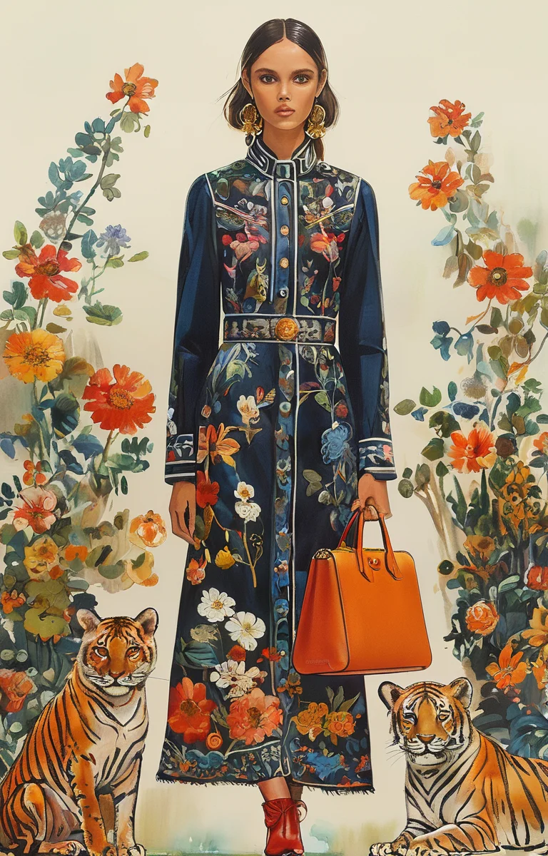 masterpiece,best quality,<lora:tbh317-sdxl:0.9>,illustration,style of Tory Burch animals