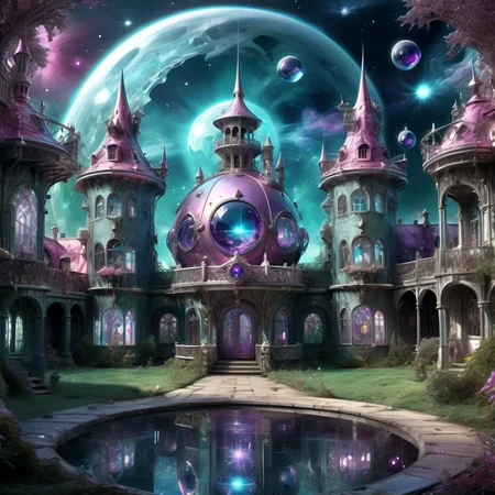 ((best quality)), ((masterpiece)), ((realistic,digital art)), (hyper detailed),DonMC3l3st14l3xpl0r3rsXL manor, magical, fantasy, whimsical, fairytale , 8K, HDR, <lora:DonMC3l3st14l3xpl0r3rsXL-000007:1>