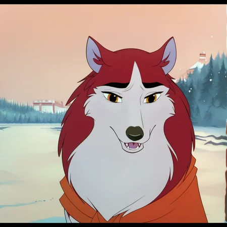 score_9, score_8_up, score_7_up, score_6_up, score_5_up, score_4_up, BREAK, <lora:Jennabalto:1>, 1girl, jenna\(balto\), solo, open mouth, animal ears, outdoors, tree, no humans, fangs, wolf ears, letterboxed, snow, winter, wolf, anime coloring, two tone fur, red fur, canine , amber eyes, neckerchief