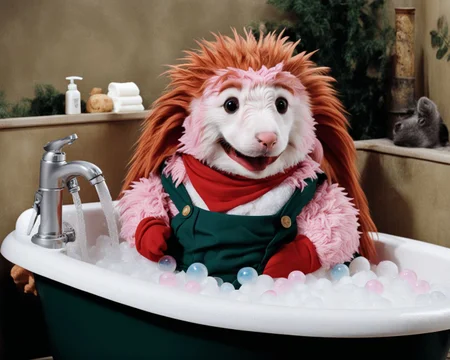A photo of KippiBenKippod having a bubble bath <lora:Kippi_Ben_Kippod_SDXL:1.0>