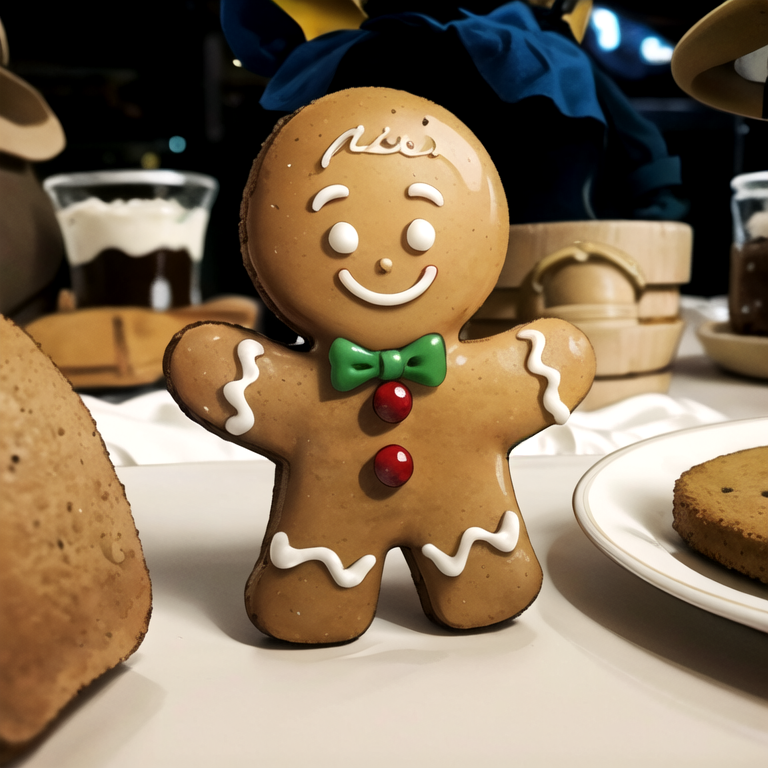 <lora:Toriyama_Akira_Style:0.8>,((masterpiece,best quality)), absurdres, <lora:Gingerbread_Man:0.8>, Gingerbread_Man, food, cookie, food focus, no humans,  solo, smile,