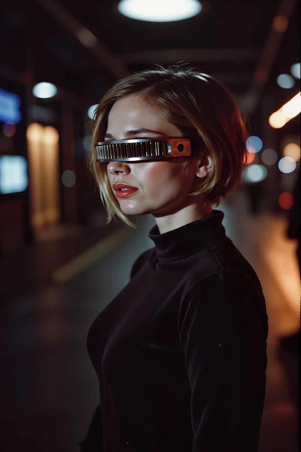 woman with red lipstick standing in a scifi starship room wearing grdvsr visor. , detailed background Fantastic lighting. Detailed shadows.intricate details, vivid colors, hyper-detailed, ultra-sharp, , <lora:sxz-Vintage-Fantasy-Flux:0.45><lora:n30nfilm:0.8><lora:lith_mimosa_kiel_grw134_FLUX:0.45><lora:DreamArtFluxV1.0:0.55><lora:shrooms-house-000012:0.3> <lora:GRD_VISOR_FLUX>
