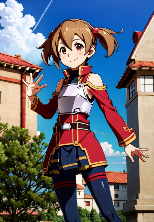 <lora:swordartonline_pack:0.6>,SAO-Silica,solo,smile,