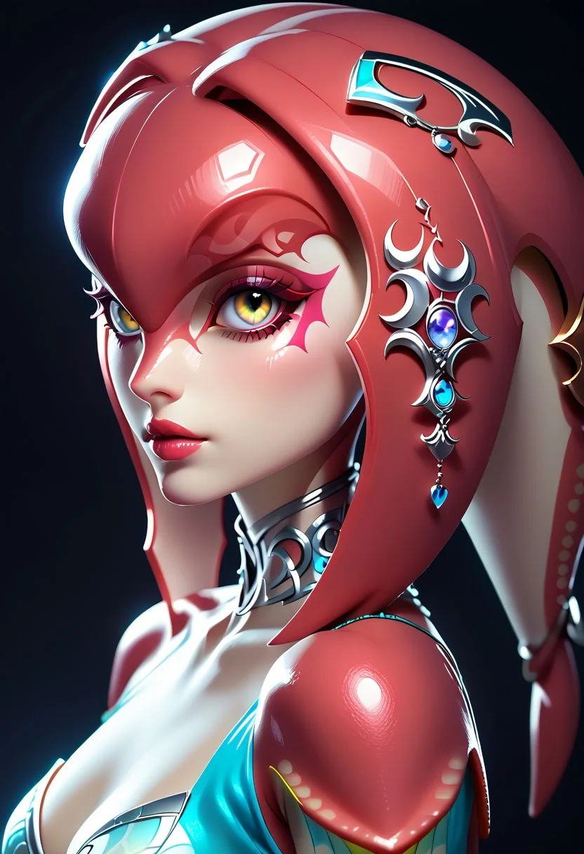 score_9, score_8_up, score_7_up, score_6_up, score_5_up, score_4_up score_9,score_8_up, digital art, upper body shot, realistic 3D illustration, princess (((MIpha))), soft lighting, contemplative expression, dark background, subtle makeup, high-resolution, detailed texture, emotional depth, dramatic mood, side profile, serene atmosphere, cinematic lighting. Big perfectly round breasts, (blue skin:1.2), firm breasts, SkinHairDetail, eye contact
