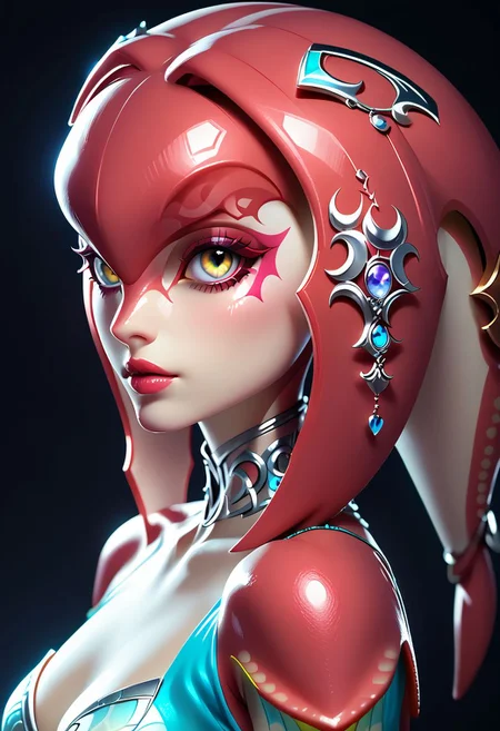 score_9, score_8_up, score_7_up, score_6_up, score_5_up, score_4_up score_9,score_8_up, digital art, upper body shot, realistic 3D illustration, princess (((MIpha))), soft lighting, contemplative expression, dark background, subtle makeup, high-resolution, detailed texture, emotional depth, dramatic mood, side profile, serene atmosphere, cinematic lighting. Big perfectly round breasts, (blue skin:1.2), firm breasts, SkinHairDetail, eye contact