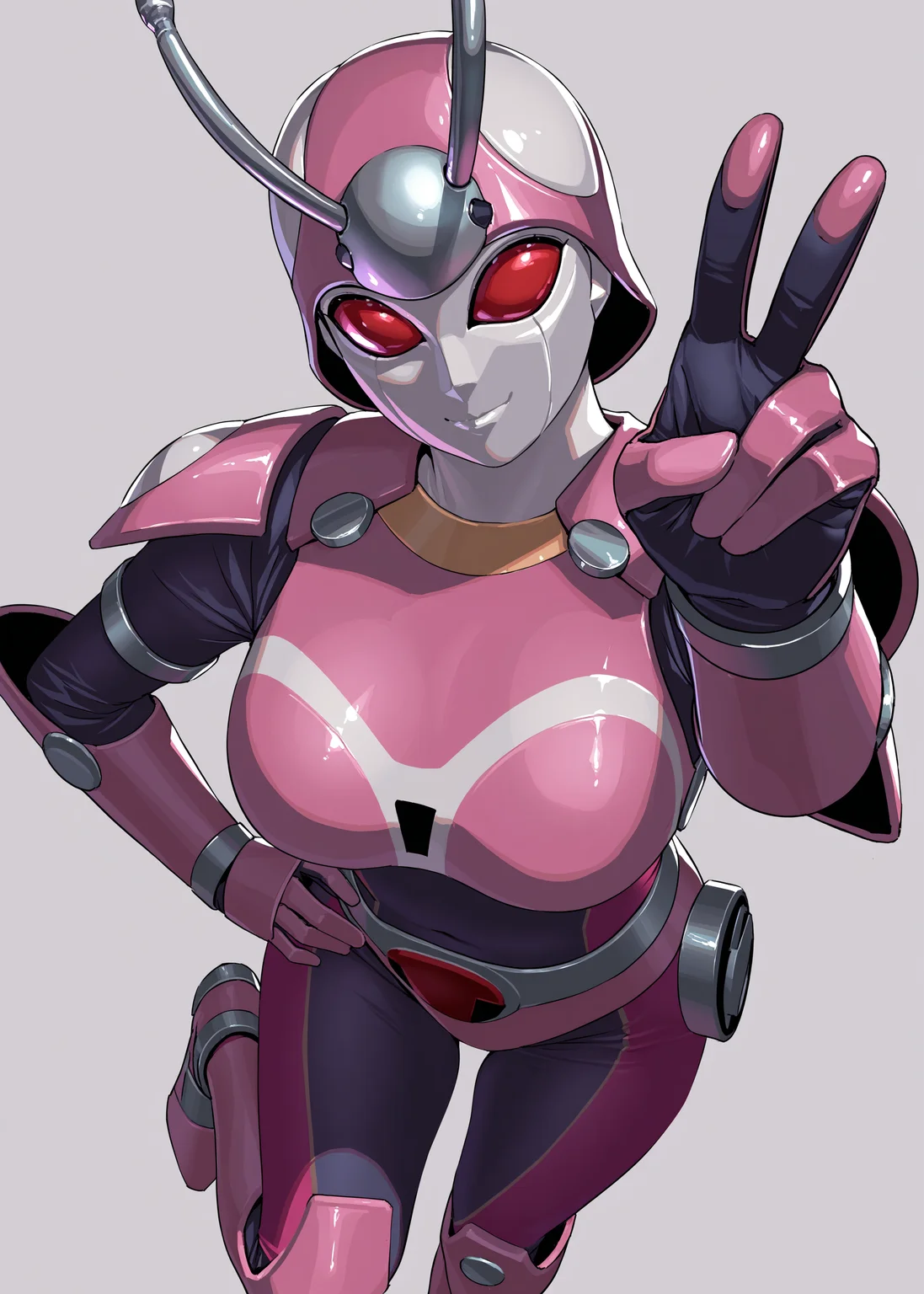 masterpiece, best quality, good quality, very aesthetic, absurdres, newest, 8K, anime screencap, detailed background, <lora:spo_sdxl_10ep_4k-data_lora_webui:1>, embedding:IllusP0s, embedding:Smooth Quality, white background, simple background,
<lora:Tentorina_IL:1>, tentorina, 1girl, solo, robot, humanoid robot, mecha, armor, helmet, antennae, shoulder pads, breasts, red eyes, no pupils, tokusatsu, <lora:handPatchUnet:1>, detailed_hands, elegant_fingers, (cute:1.2), (sexy:1.2), Enchanting Eyes, balanced figure, looking at viewer, standing on one leg, one leg up, v, hand on own hip