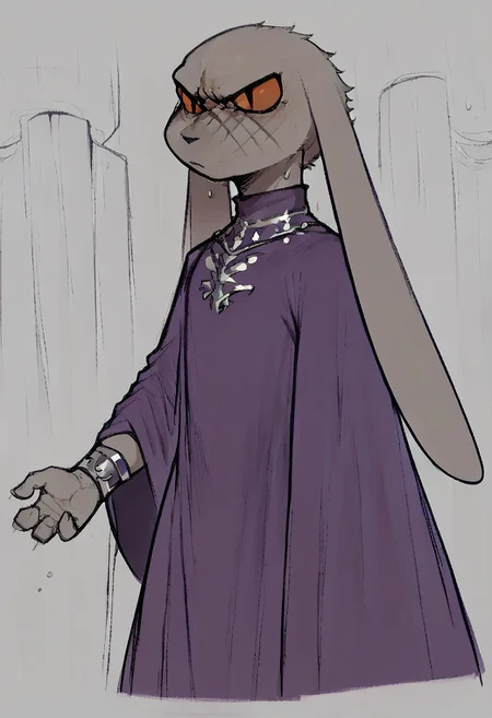 score_9,score_8_up,score_7_up, king, scar, purple dress, long ears
