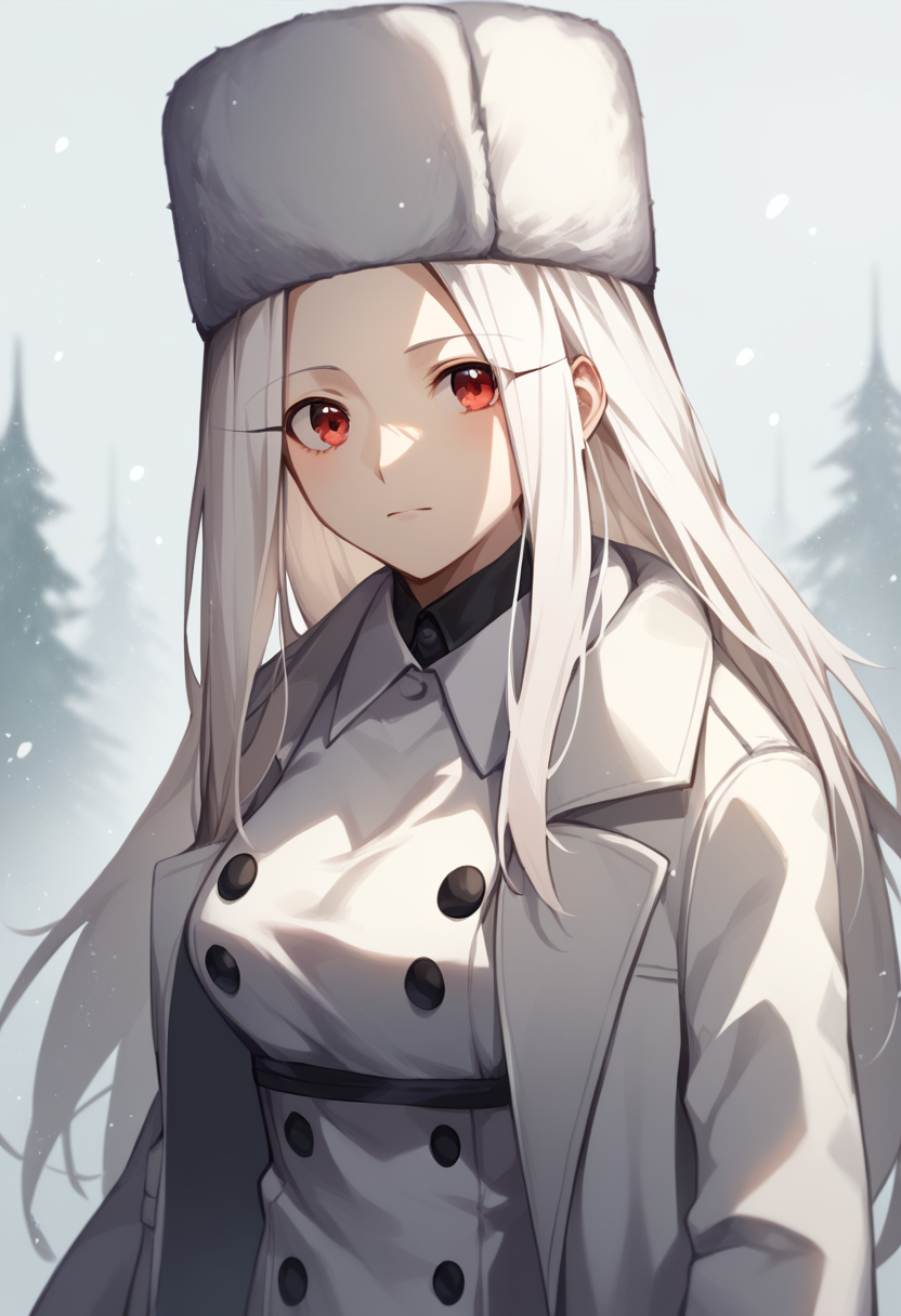 score_9,score_8_up,score_7_up,<lora:fate_zero_all:1>,1girl, character: irisviel_von_einzbern, solo, red_eyes, long_hair, white_hair, coat, fur_hat, hat, bad_id, bad_pixiv_id, photoshop_(medium)