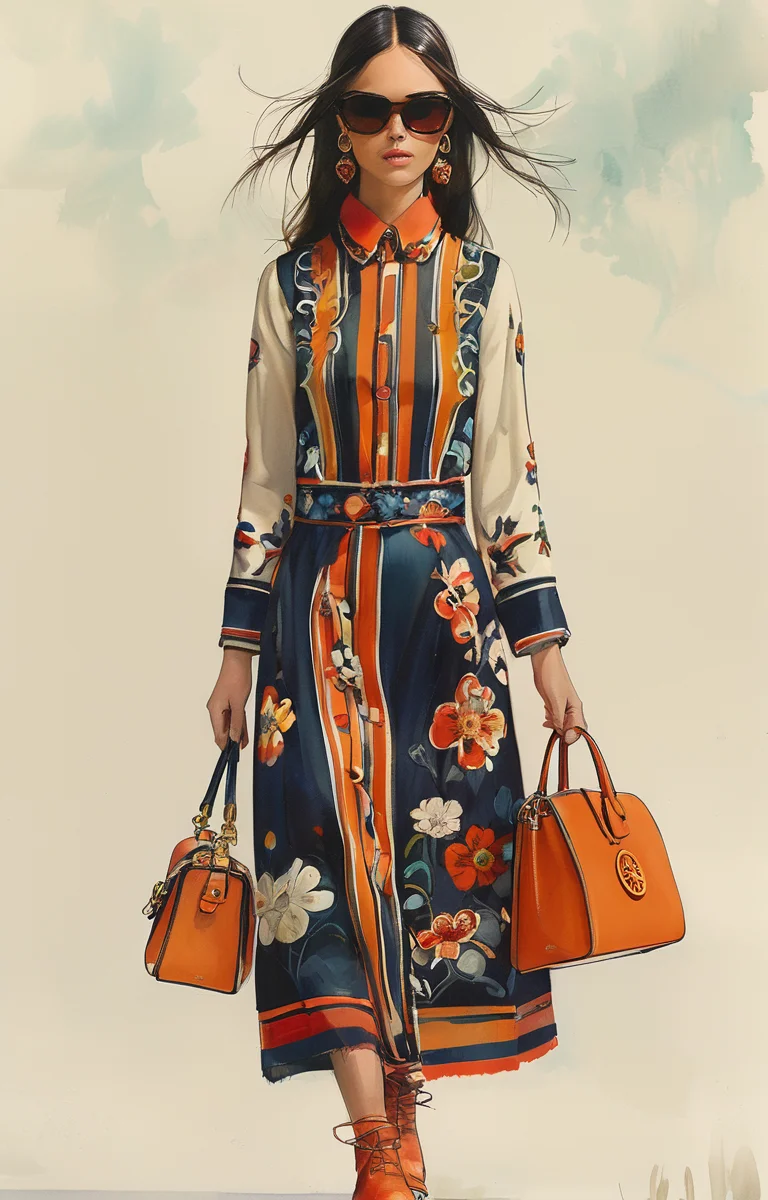 masterpiece,best quality,<lora:tbh317-sdxl:0.9>,illustration,style of Tory Burch tech genius teenage girl