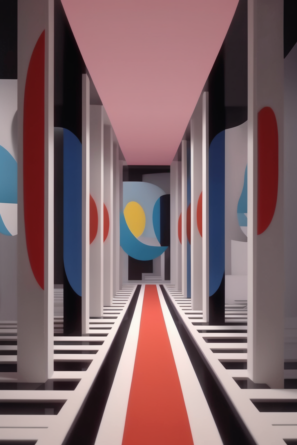 <lora:Hiroshi Nagai Style:1>Hiroshi Nagai Style - scene from tv show Severance in abstract art Hiroshi Nagai 3d printed style recursive paradoxical hallways