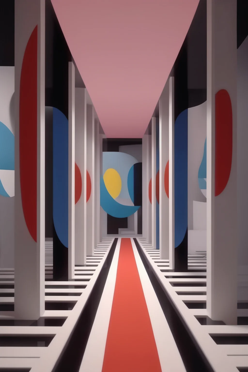 <lora:Hiroshi Nagai Style:1>Hiroshi Nagai Style - scene from tv show Severance in abstract art Hiroshi Nagai 3d printed style recursive paradoxical hallways