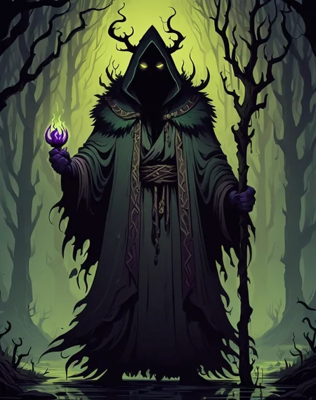 <lora:Shadow_Style_XL:0.8> shadow, 8K,, HD, gloomy colors, dark aura, horror, druid, cartoon style, flat