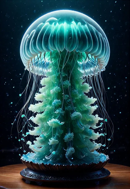 score_9, score_8_up, score_7_up, score_6_up, rating_safe, jellyfish ying yang, glass statue, intricate and detailed lighting, ying yang theme, (masterpiece, high detail, best quality), sharp, smooth anime