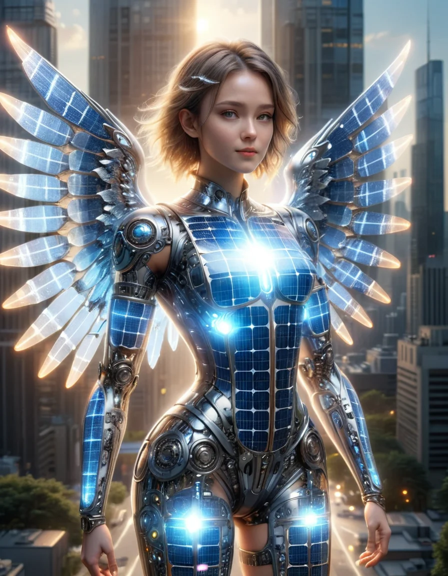 (best quality, masterpiece, colorful, dynamic angle, highest detailed)upper body photo, full body photo, fashion photography of cute mechangel, glowing 4 wings, solo, glowing armor, glowing halo, building, glowing mechanical 4 wings (intricate details, hyperdetailed:1.15), detailed, light passing through hair, (official art, extreme detailed, highest detailed), made out of ral-phtvoltc <lora:ral-phtvoltc-sdxl:1>