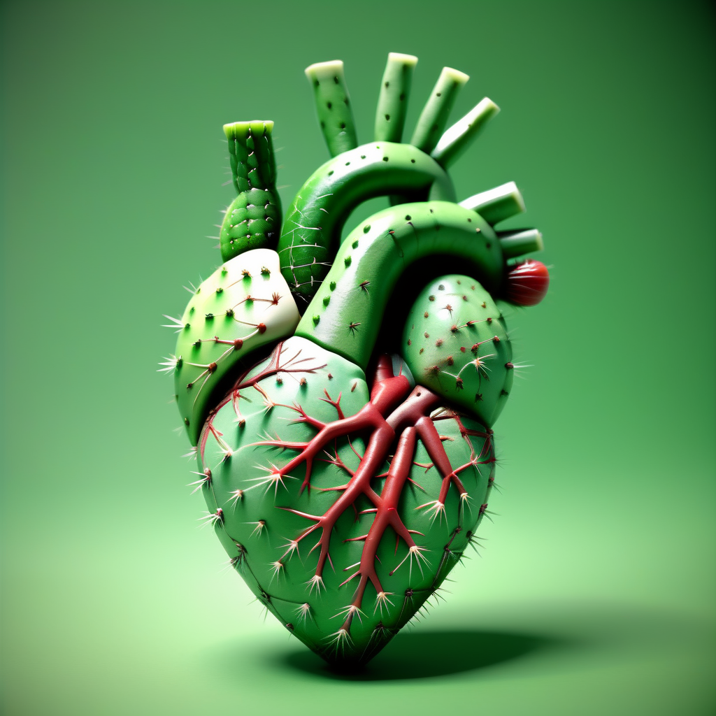 Cactexa human heart anatomic, gren color, cinematic <lora:Cactexa:0.9>