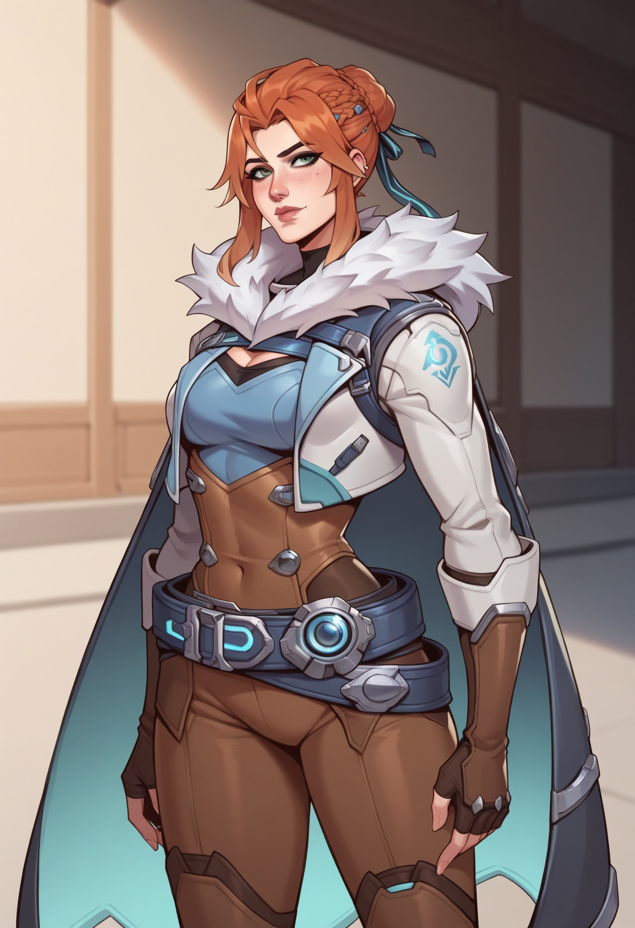 score_9, score_8_up, score_7_up, source_anime, <lora:frejaPony:1> BREAK
solo, 1 girl, ow2freja, , , cape, fur trim, , belt, gloves, cowboy shot