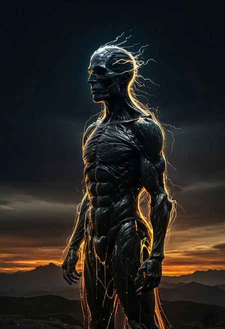 (DB4RZ style painting, person with head replaced by an corrupted digital glitch effect,)Completely The world of the Lord of the Rings, pure black, detailed, but the Lord of the Rings of life are rising, FastNegativeV2, ral-dissolve, (Light Trails Photography by Aaron Siskind and Farah Mahbub:1.2), award winning, hantu berang-berang, (aesthetic of land art with evolving atmosphere:0.5), procedural sky, crisp details, iconoclastic supreme masterpiece with high-quality details, (amber and crimson colors:0.1), <lora:MJ52:0.5> amazing quality, masterpiece, best quality, hyper detailed, ultra detailed, UHD, perfect anatomy,(crowning achievement by Pl Szinyei Merse and Marie Howet:1.2), silhouette dazzling light, enigmatic andmenacing and overwhelming atmosphere, (high-spirited quinacridone red and mustardyellow colors:0.1), raw details, complete sharpness, blurred background, <lora:xl_more_art-full_v1:0.5> <lora:NicolaSamori:0.2> nicola samori <lora:grimoire_noir:0.8> grimoire_noir