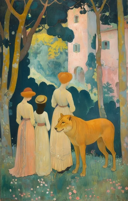 masterpiece,best quality,<lora:tbh380-sdxl:0.6>,illustration,style of Maurice Denis animals