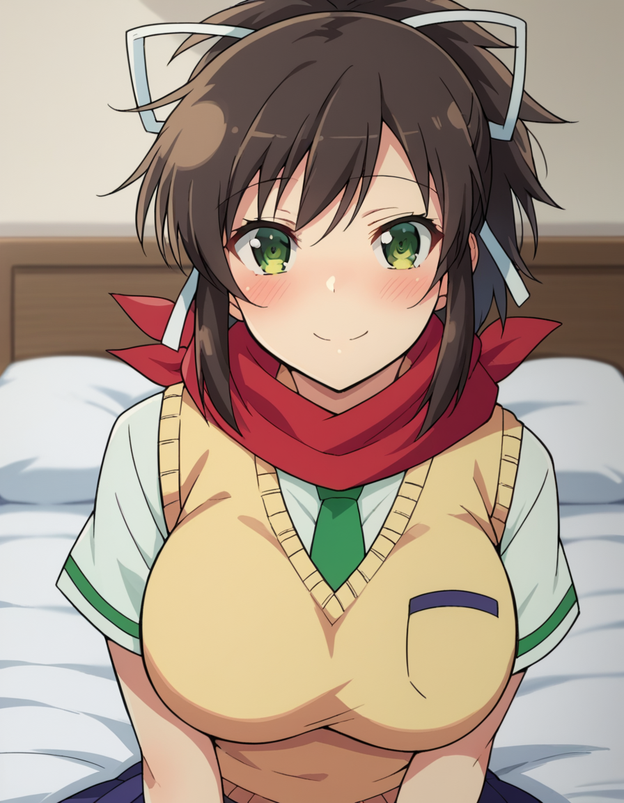 score_9, score_8_up, score_7_up, source_anime,
skasuka, <lora:sk-asuka-ponyxl-lora-nochekaiser:1>
asuka, brown hair, green eyes, ribbon, hair ribbon, ponytail, smile, large breasts,
skirt, school uniform, necktie, scarf, short sleeves, sweater, sweater vest,
indoors, bed, bed room, on side, blush, drunk,
looking at viewer, dutch angle, cowboy shot