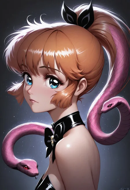 masterpiece, best quality, amazing quality, very aesthetic, absurdres, newest, amazing detail, intricate detail, meimi, snake, snake_hair, snksymbss, style overlay, backlight, glossy glitter lips, snake scales, detailed eyes, eyelashes,