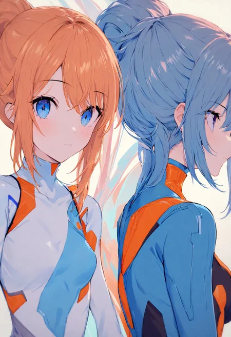 masterpiece, a portrait of a zero suit samus, molly, bright colors,The color palette includes shades of blue, orange, and pink, creating a visually appealing contrast. The overall aesthetic is futuristic and whimsical, with a sense of adventure and fantasy.