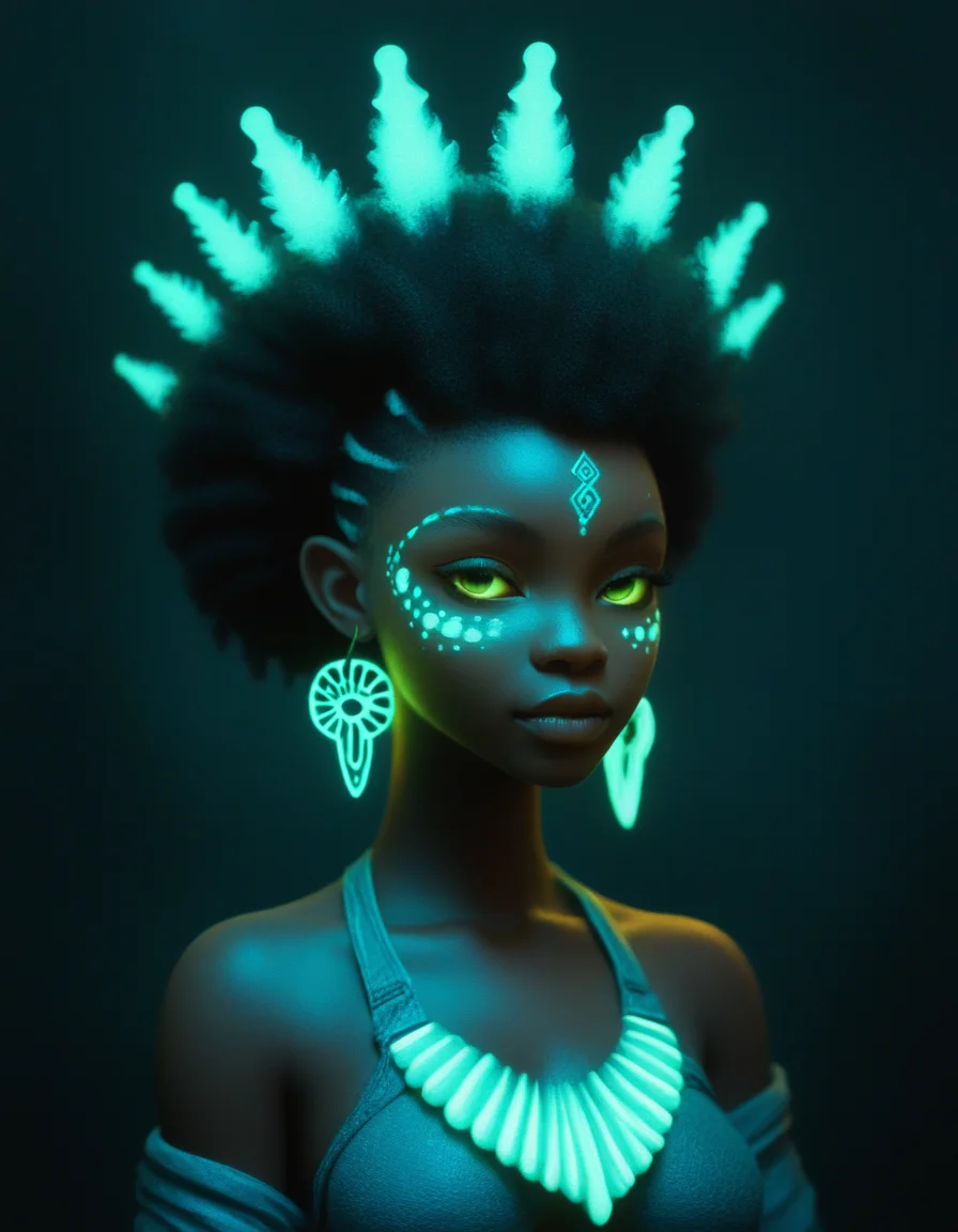 <lora:020_nvcmsdx_1:1> african hydropunk princess nvcmsdx glow