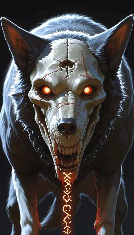 TS-Illu, fantasy, dungeons_&_dragons, realistic, photo_reference, critical_role, best quality, painterly)
1girl, seductive, solo, looking_at_viewer, open_mouth, simple_background, photoshop_(medium), teeth, official_art, no_humans, blood, runes, skull_head, injured, bloody, mask, parody, animal, fangs, scar, crossover, sharp_teeth, black_background, skull, monster, dog, wolf, bone, resident_evil, horror_(theme), dark_souls_(series)