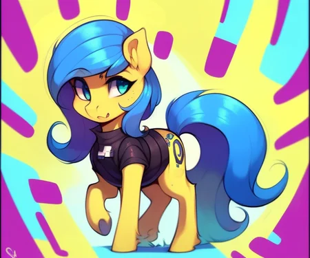 ((derpibooru_p_95)), solo, (colt), feral, pony, sitcom, 80s sitcom, bright colors, psychedelic background, detailed eyes