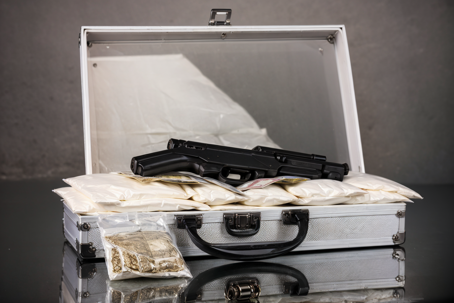 (masterpiece, best quality:1.2), ultra-detailed, suitcase money gun EdobDrugs, (realistic:1.5), <lora:EdobDrugs_v1.0:0.8>