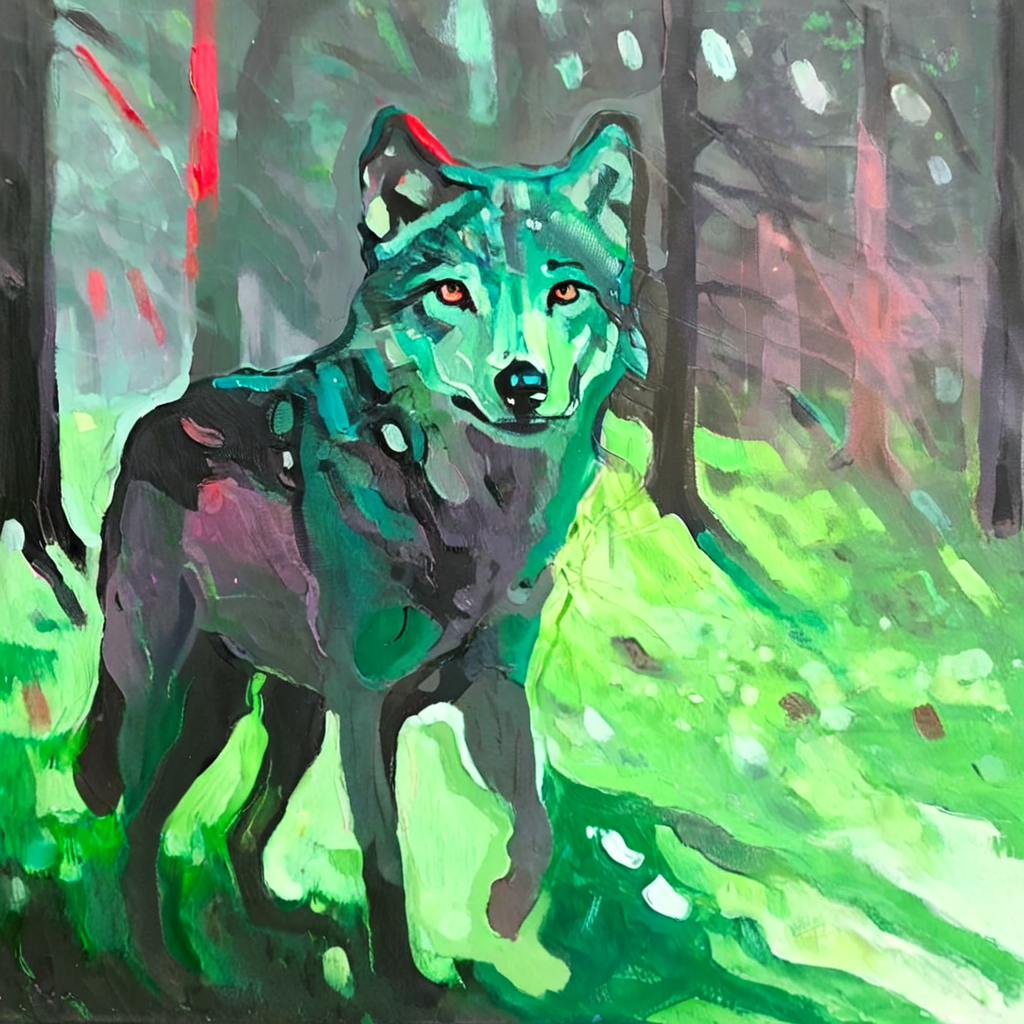 artmix07 wolf in forest <lora:artmix07:1>