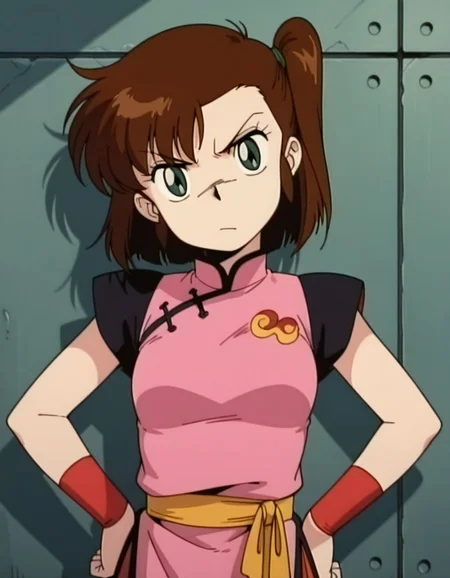 masterpiece, best quality, uncensored, arms at sides, (head tilt), upper body, angry, solo,
<lora:Yan0:1>, Yan0, 1girl, short hair, brown hair, green eyes, china dress, hands on own hips,