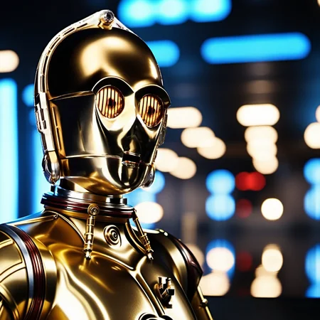cinematic photo, C3PO1024, close up face portrait, highly detailed ,ultra sharp, photograph, film, bokeh, professional, 4k, highly detailed <lora:add-detail-xl:1.5> <lora:C3PO1024:0.9>