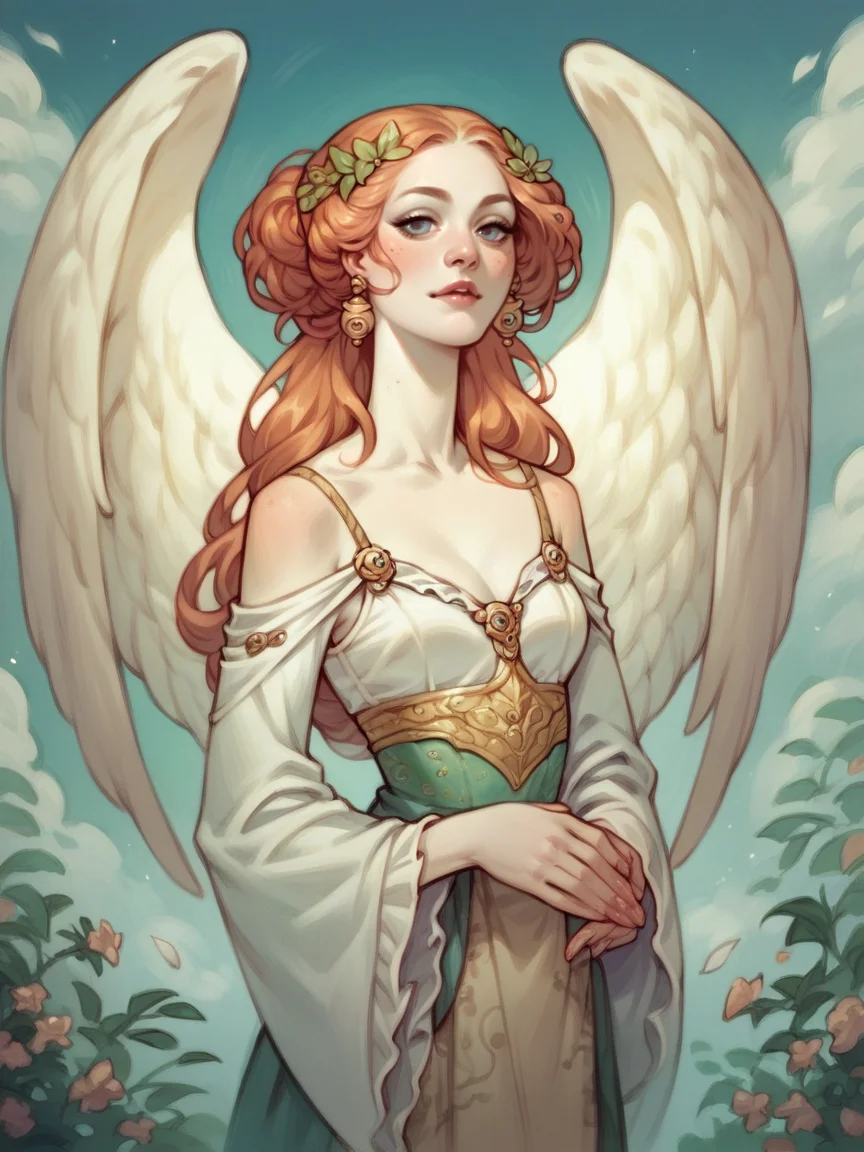 score_9, score_8_up, score_7_up, score_6_up, score_5_up, <lora:rebeccaguayXLP:1> rebecca guay, 1girl, solo, angel