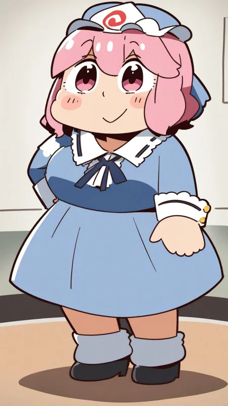 bkub, <lora:saigyouji_yuyuko XL:1>,1girl,saigyouji yuyuko,solo,Standing on the ground,frontal,front view,Positive por,masterpiece,best quality,very aesthetic,absurdres